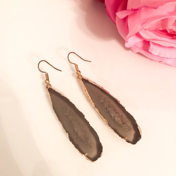 Francesca’s Gold Plated Gray Faux Stone Earrings - Picture 6 of 6